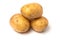 Closeup of three fresh natural potatoes