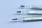 Closeup of three medical mercury thermometers