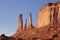 Closeup of Three Sisters Mesa, Monument Valley