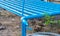 Closeup to Blue Pipes in Hydroponics Planting System