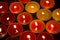 Closeup to burning tealights