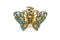 Closeup to Old Luxury Decorated Golden Butterfly Hair Clip, Isolated