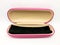 Closeup to Opened Shocking Pink Glasses Case Box,