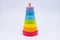 Closeup to rainbow colours wooden stacking