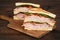 Closeup toasted chicken club sandwich