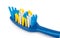 Closeup of toothbrush with uneven round tip bristle