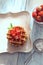 Closeup top view Belgian waffles with strawberries