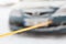 Closeup of towed car with towing rope