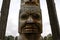 Closeup of traditional Gitxsan totem poles