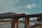 Closeup of train and railway bridge in wuhan city