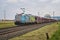 Closeup of a train traveling under the blue sky in Germany