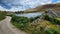 Closeup of a tranquil, winding pathway near the  lake Loch Lee in Scotland