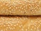 Closeup of two bagels with sesame seeds