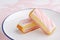 Closeup two english angel cake slices