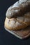 Closeup of two loaves of homemade bread on a cutting board