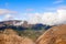 Closeup of two Ropeway with mountain and blue sky in Owakudani,