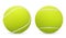 Closeup of two vector tennis balls isolated on white background.