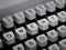 Closeup of typewriter keyboard, QWERTZ highlighted