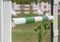 Closeup up an equestrian showjumping hurdle