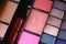 Closeup used colorful cosmetic palette