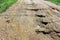 Closeup of a very bumpy washed out road