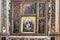 Closeup view of an altar in Matera Cathedral featuring Madonna blessing the child