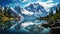 A closeup view of an amazing, exquisite mountain lake range with