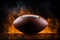 Closeup view of American football ball with dynamic smoke effects