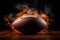 Closeup view of American football ball with dynamic smoke effects