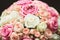 Closeup view of beautiful fresh soft wedding decorative bouquet