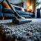 Closeup view of carpet, cleaning house with a vacuum