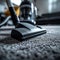 Closeup view of carpet, cleaning house with a vacuum