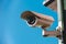 Closeup view of CCTV camera, ensuring street security