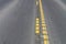 Closeup view of center rumble strips on a highway