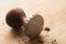 Closeup view coffee tamper for coffee on a wooden board with space