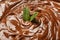 Closeup view of delicious molten chocolate with mint