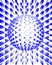 closeup view of exploding cobalt blue spherical geometric shaped design in 3D