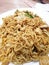 Closeup view of famoust Malaysian breakfast, known as mee goreng. Food and healthy food concept