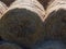 Closeup view of haystack rolls