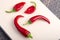 Closeup view on a hot red chili peppers