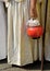 Closeup view  of Indian  Jain woman holding pot with water