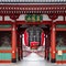 Closeup view of Kaminarimon gate with beautiful red japenese lantern chochin