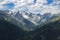 Closeup view mountains scenes in national park Dombai, Caucasus, Russia