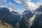 Closeup view mountains scenes in national park Dombai, Caucasus, Russia