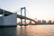 Closeup View of Rainbow bridge at sumida river viewpoint sunset