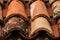 A closeup view of a red tiled roof`s fragment, Croatia.