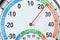 Closeup view of round mechanical hygrometer. Meteorological tool