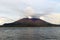 Closeup view of  Sakurajima seen around Kamoikekaizuri Park during sunset