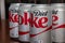 Closeup View of Several Cans of Diet Coke