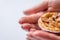 Closeup View Spicy Christmas Mince Pie Cup Cake in Female Hands